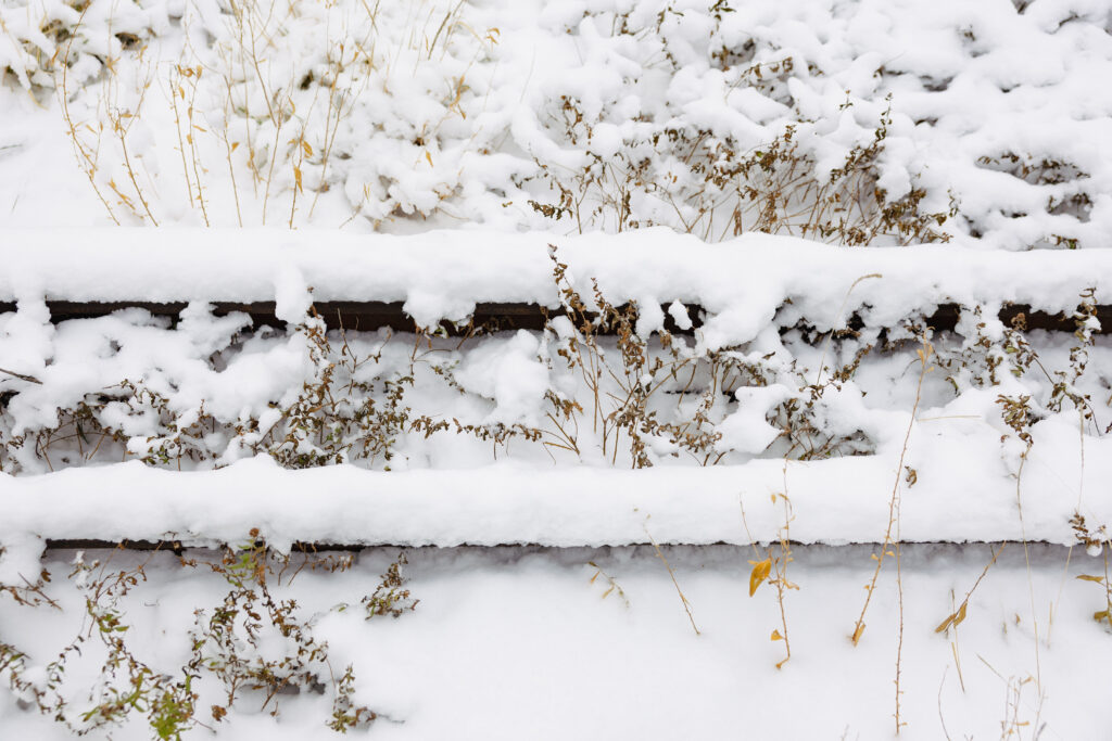 The High Line's train tracks covered in snow